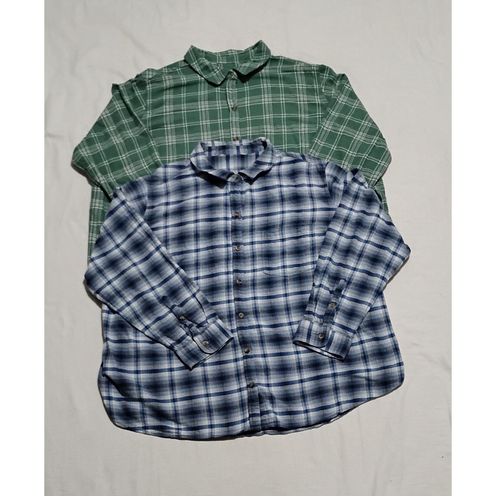 Lot 2 Sonoma Women's 2X Plaid Flannel Shirts, Cabincore 90s Grunge Gorpcore LS